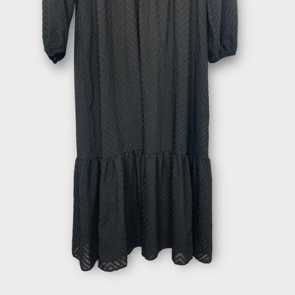 Zara Black Ruffle Tiered Midi Dress - Picture 3 of 13